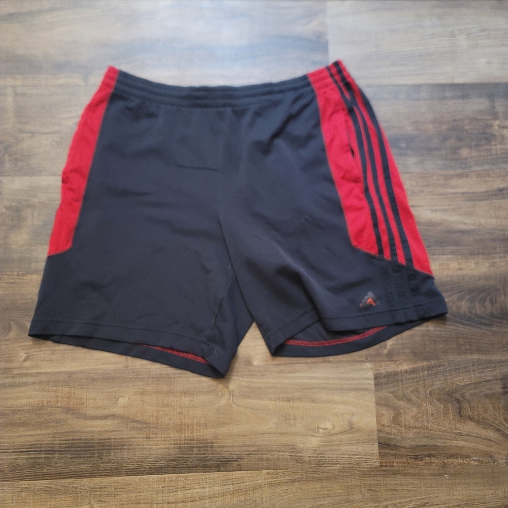 Adidas Climalite Men's Black and Red Athletic Shorts Small